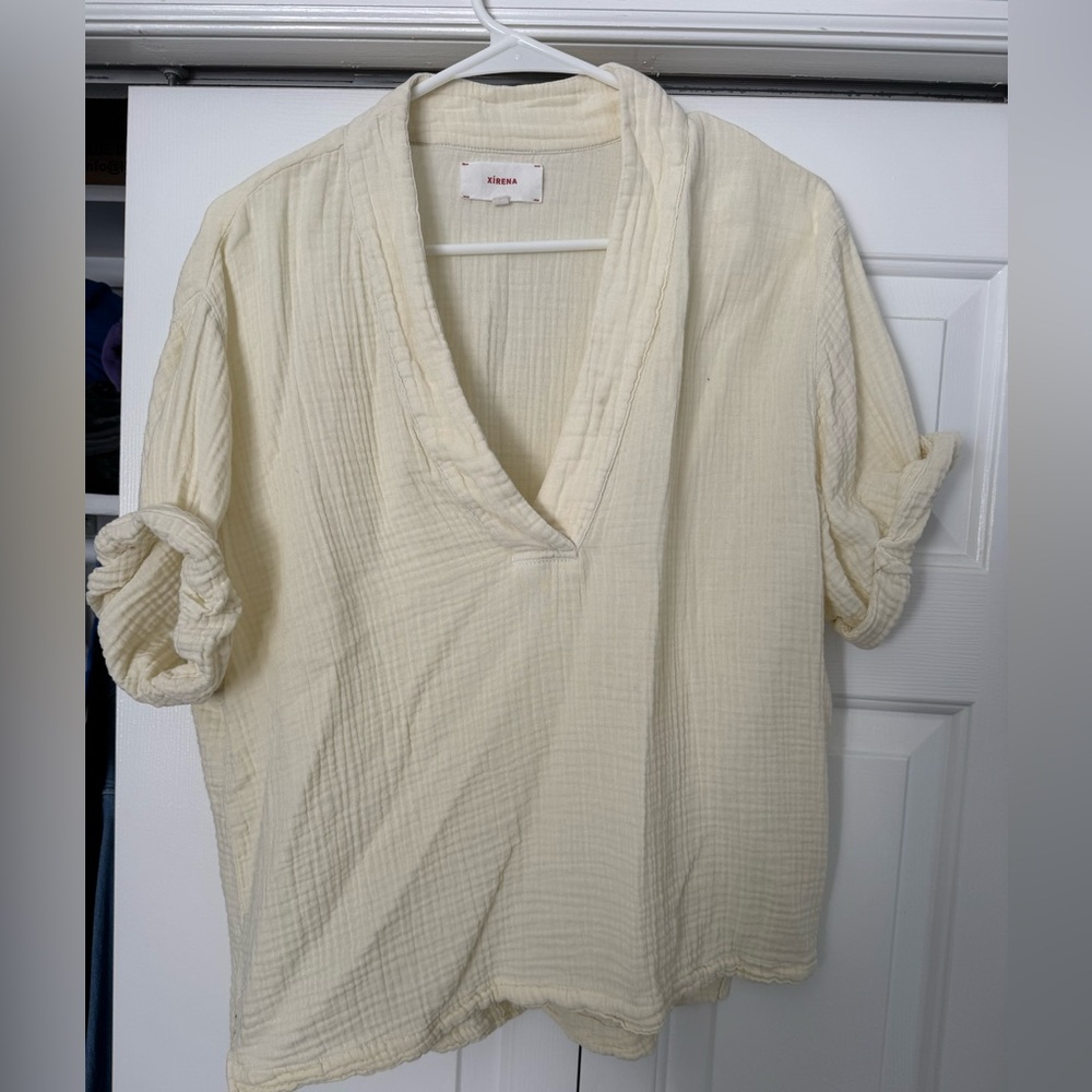 Xirena Chelsea Guaze v neck shirt size small